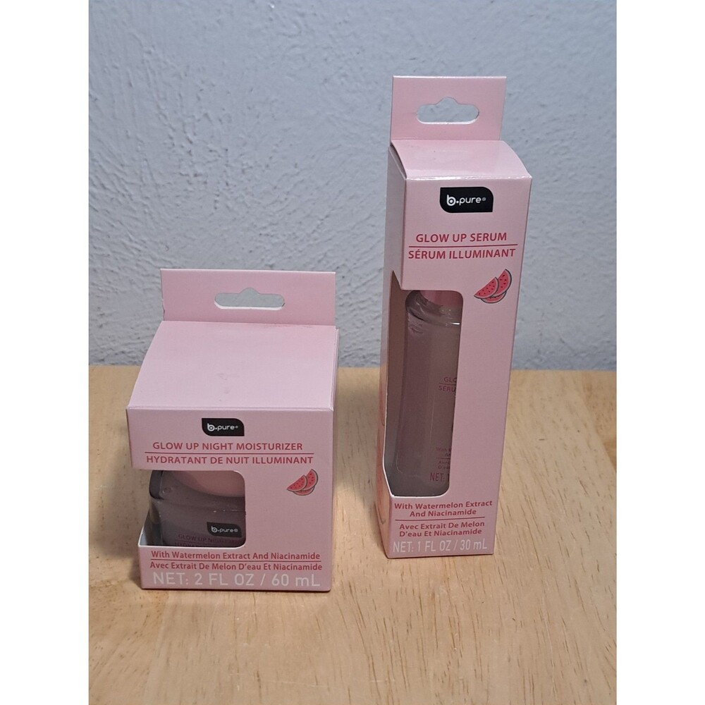 2 B Pure Glow Up Night Moisturizer 2fl oz & Serum Illuminant1 2fl oz Watermelon